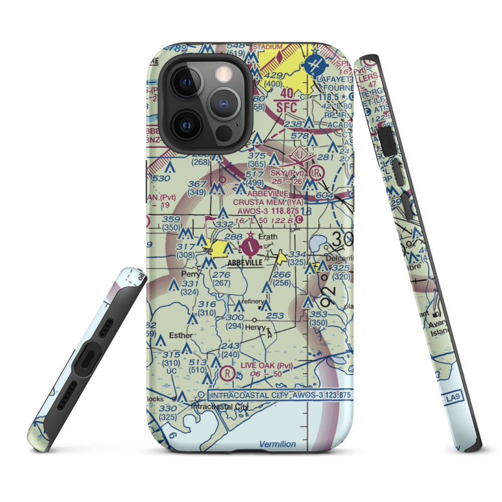 Abbeville Chris Crusta Memorial Airport (IYA) VFR Sectional  Tough iPhone Case iPhone 12 Pro Max model shown