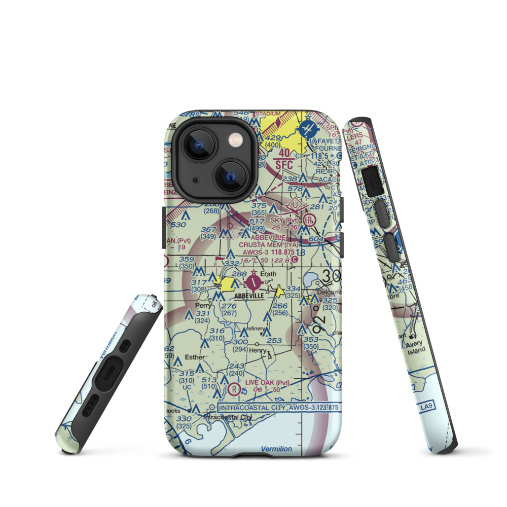 Abbeville Chris Crusta Memorial Airport (IYA) VFR Sectional  Tough iPhone Case iPhone 11 Pro model shown