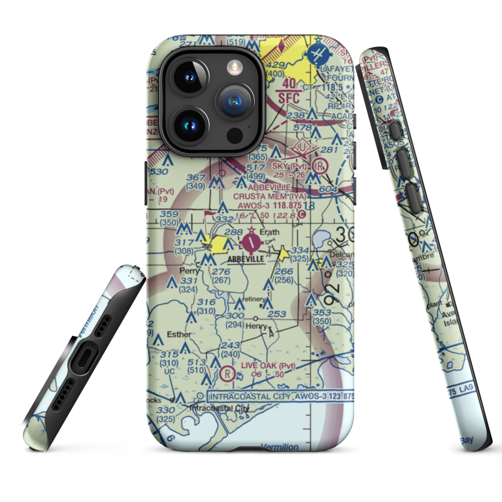 Abbeville Chris Crusta Memorial Airport (IYA) VFR Sectional  Tough iPhone Case iPhone 15 Pro Max model shown
