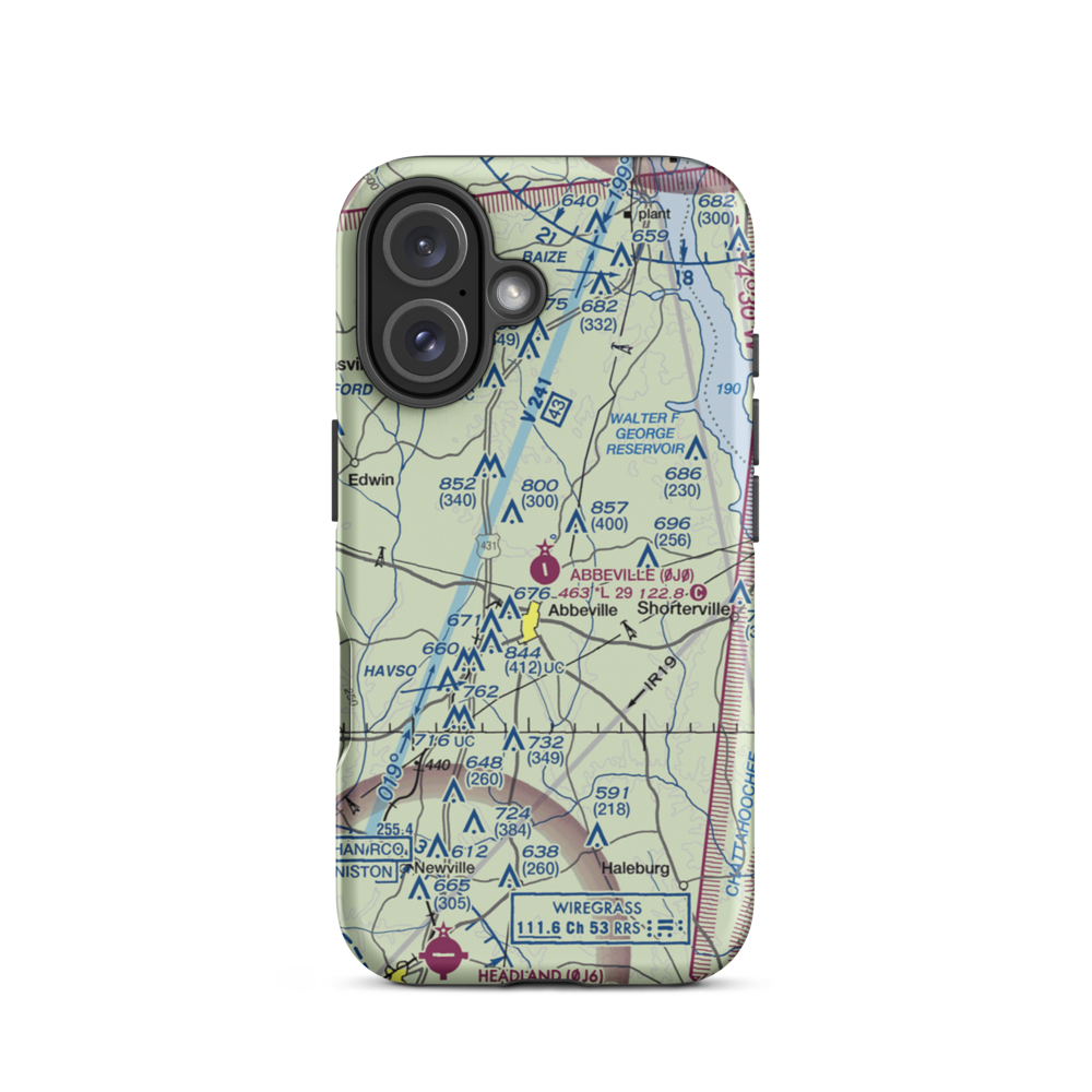 Abbeville Municipal Airport (0J0) VFR Sectional  Tough iPhone Case iPhone 12 model shown