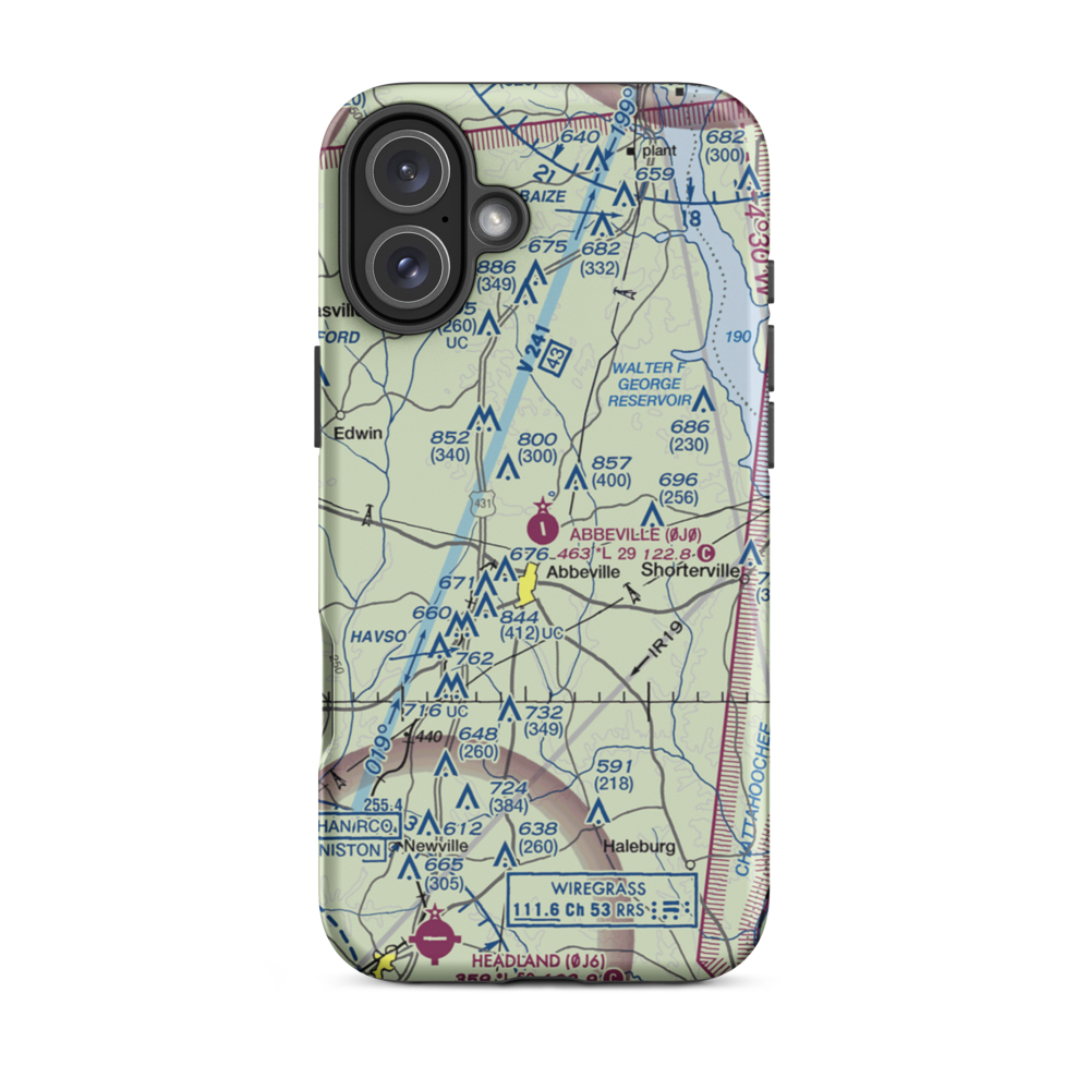 Abbeville Municipal Airport (0J0) VFR Sectional  Tough iPhone Case iPhone 12 Pro model shown