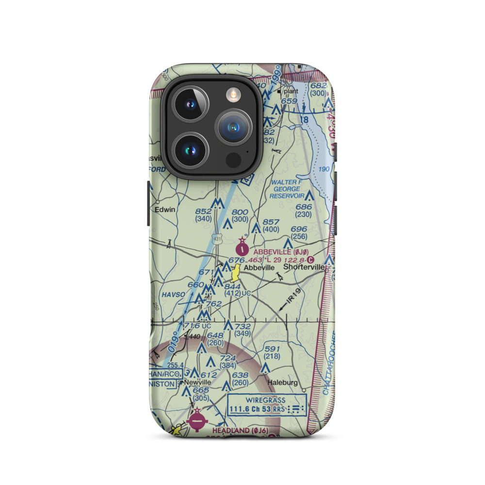 Abbeville Municipal Airport (0J0) VFR Sectional  Tough iPhone Case iPhone 16 Pro model shown