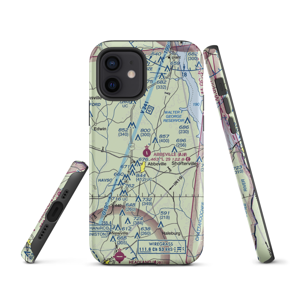 Abbeville Municipal Airport (0J0) VFR Sectional  Tough iPhone Case iPhone 12 model shown