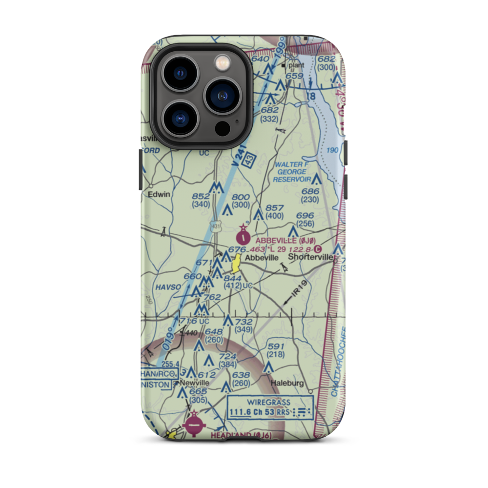 Abbeville Municipal Airport (0J0) VFR Sectional  Tough iPhone Case iPhone 13 Pro Max model shown