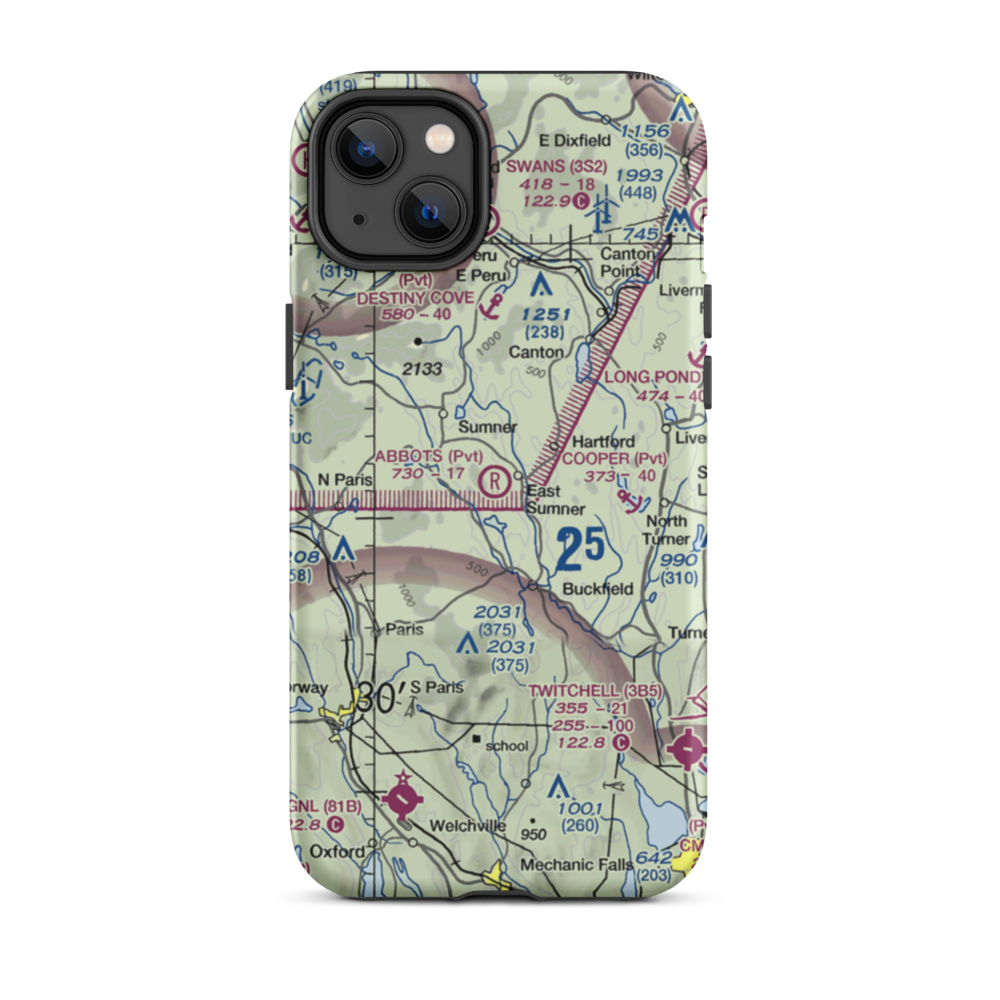 Abbots Airport (6ME6) VFR Sectional  Tough iPhone Case iPhone 14 Plus model shown