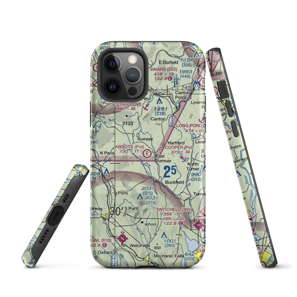Abbots Airport (6ME6) VFR Sectional  Tough iPhone Case iPhone 12 Pro model shown