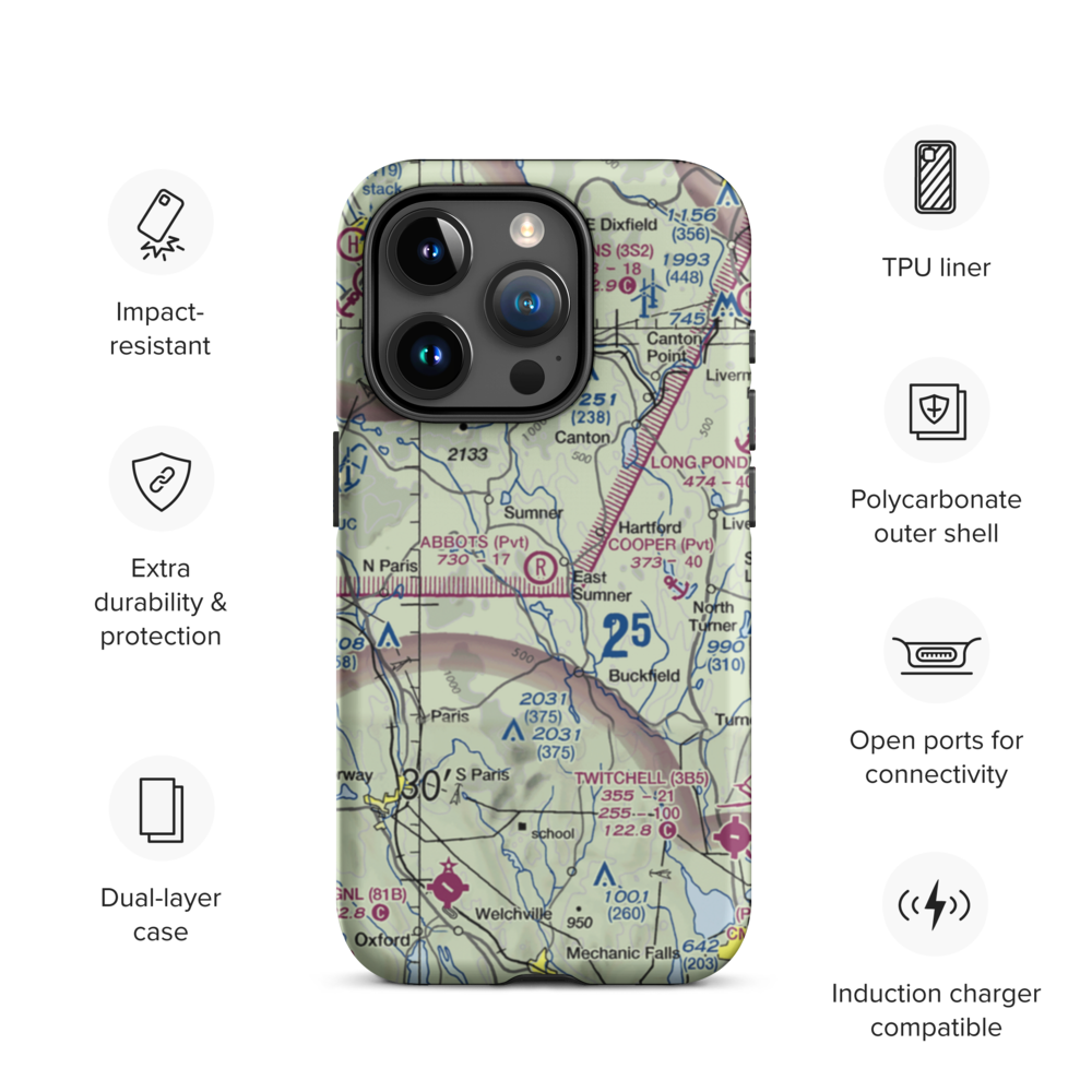 Abbots Airport (6ME6) VFR Sectional  Tough iPhone Case iPhone 15 Pro model shown