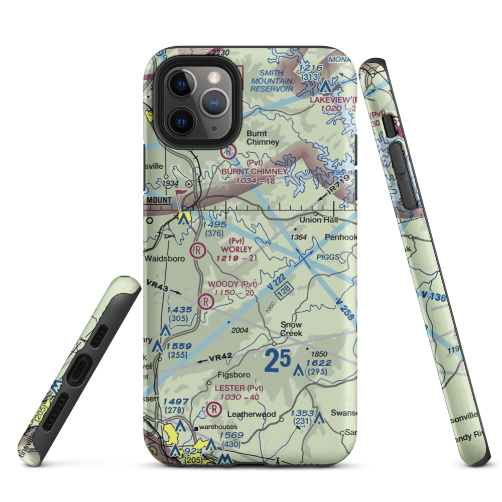 Abbott Airport (VG58) VFR Sectional  Tough iPhone Case iPhone 11 Pro Max model shown
