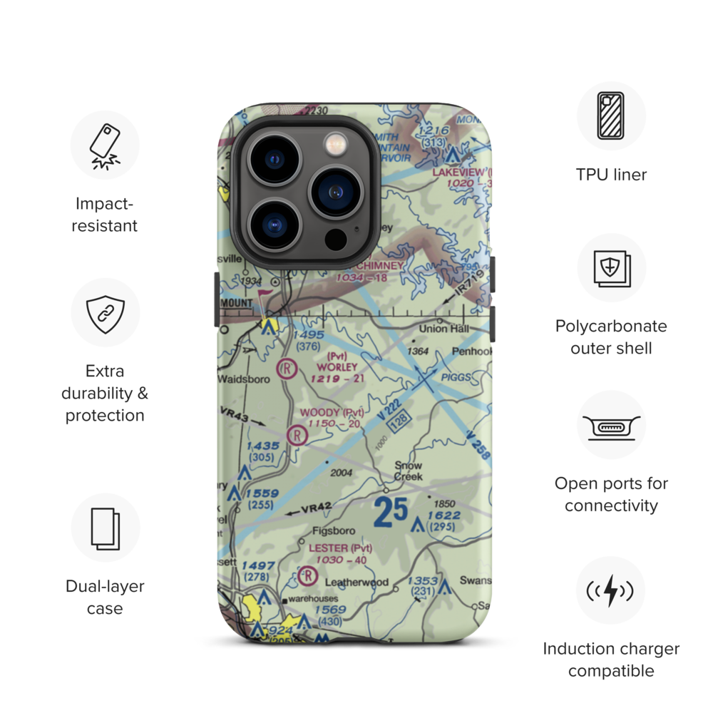 Abbott Airport (VG58) VFR Sectional  Tough iPhone Case iPhone 13 Pro model shown
