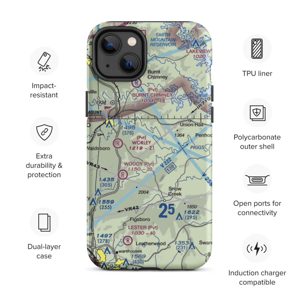 Abbott Airport (VG58) VFR Sectional  Tough iPhone Case iPhone 14 Plus model shown