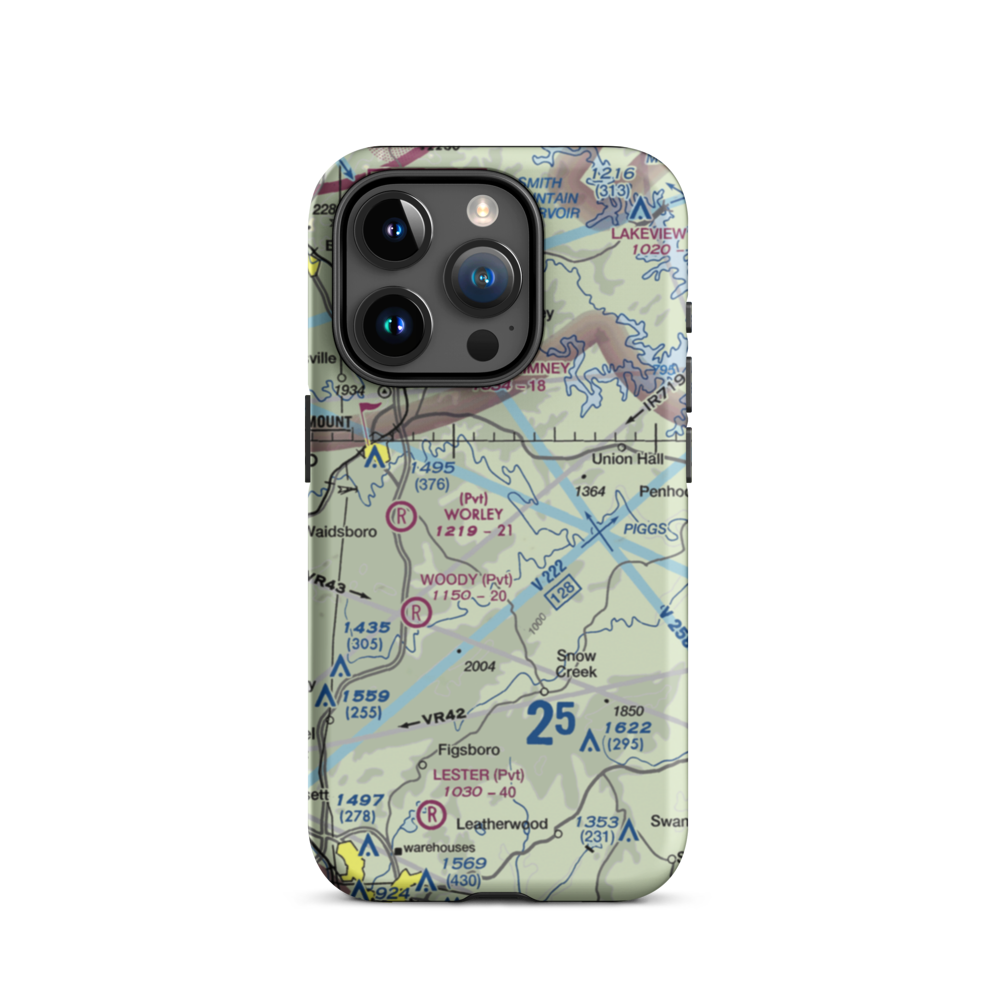 Abbott Airport (VG58) VFR Sectional  Tough iPhone Case iPhone 15 Pro model shown