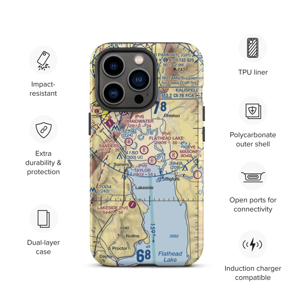 Abel Ranch Airport (17MT) VFR Sectional  Tough iPhone Case iPhone 13 Pro model shown