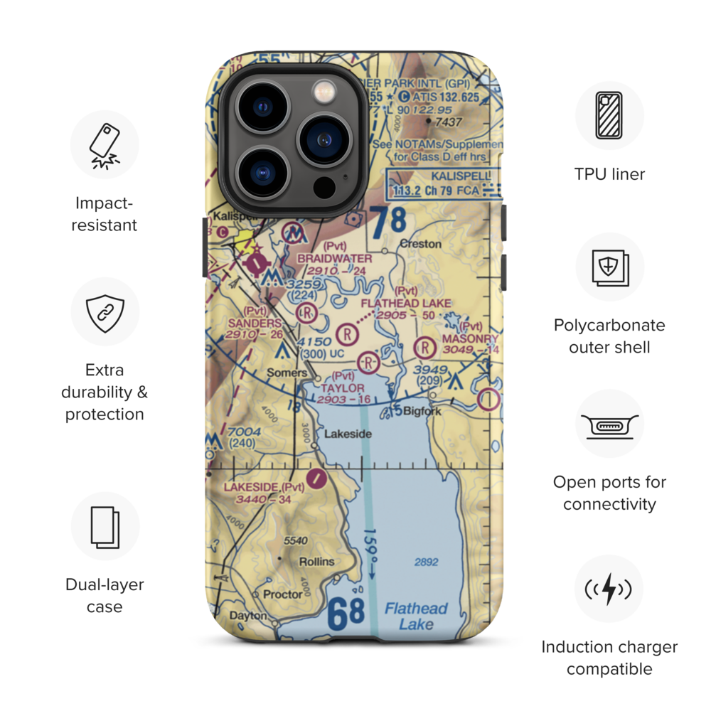 Abel Ranch Airport (17MT) VFR Sectional  Tough iPhone Case iPhone 13 Pro Max model shown