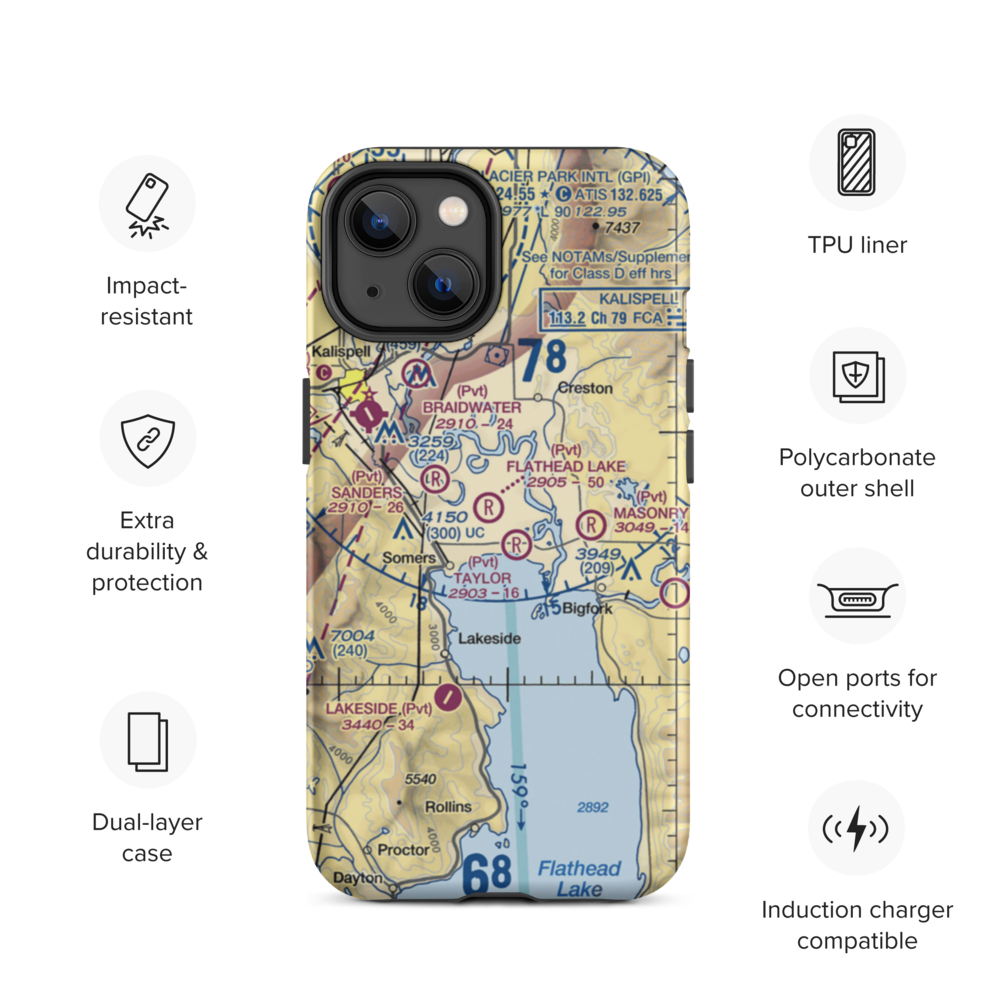 Abel Ranch Airport (17MT) VFR Sectional  Tough iPhone Case iPhone 14 model shown