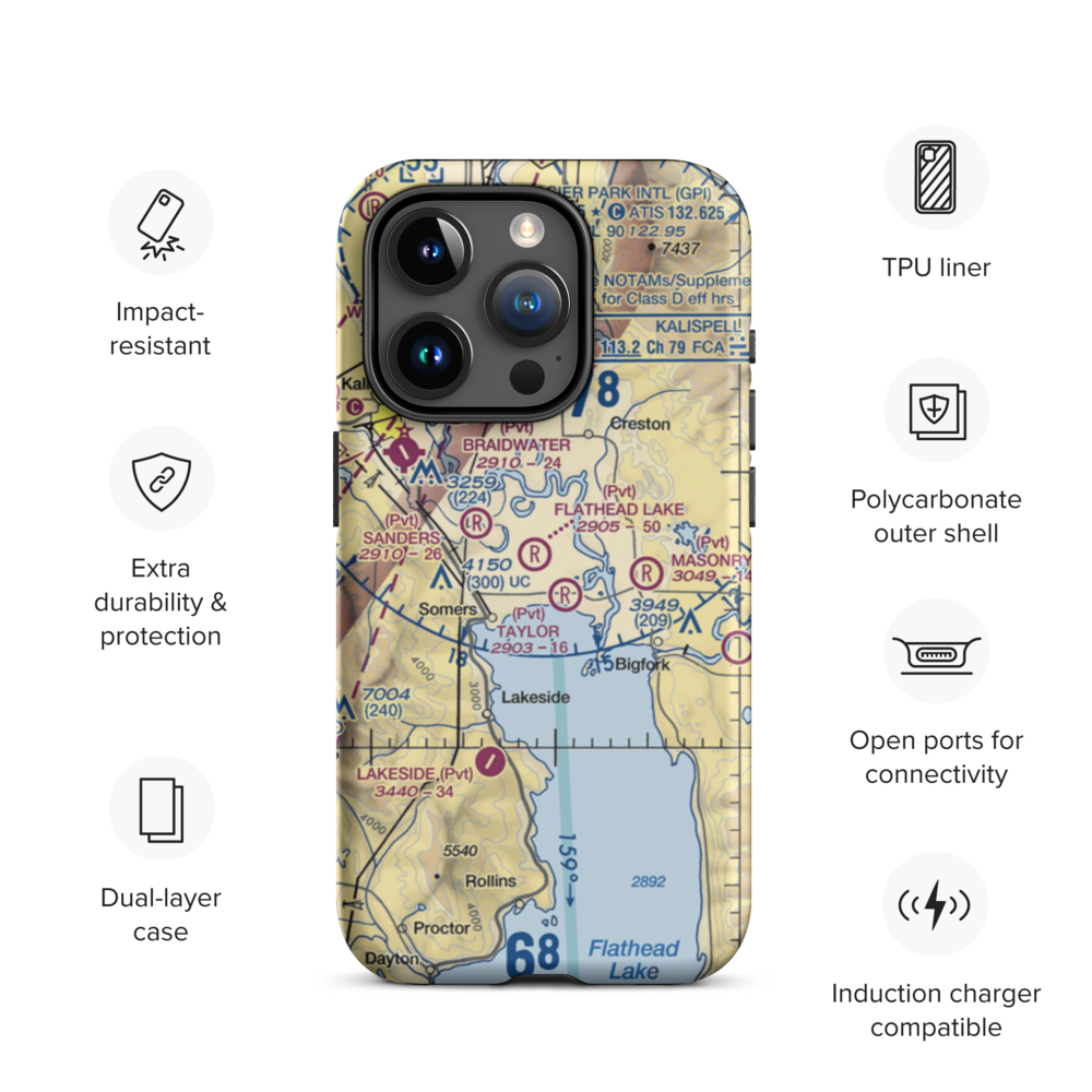 Abel Ranch Airport (17MT) VFR Sectional  Tough iPhone Case iPhone 15 Pro model shown