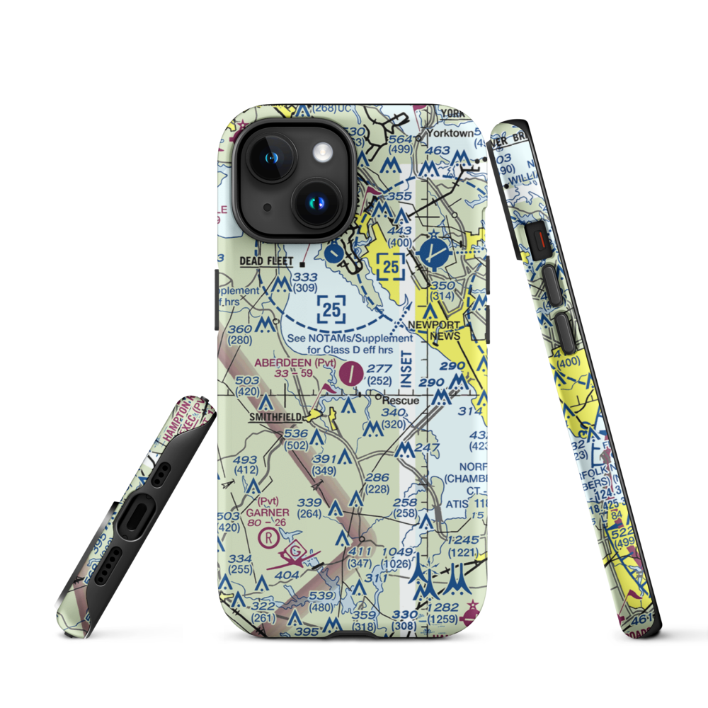 Aberdeen Field (31VA) VFR Sectional  Tough iPhone Case iPhone 15 model shown