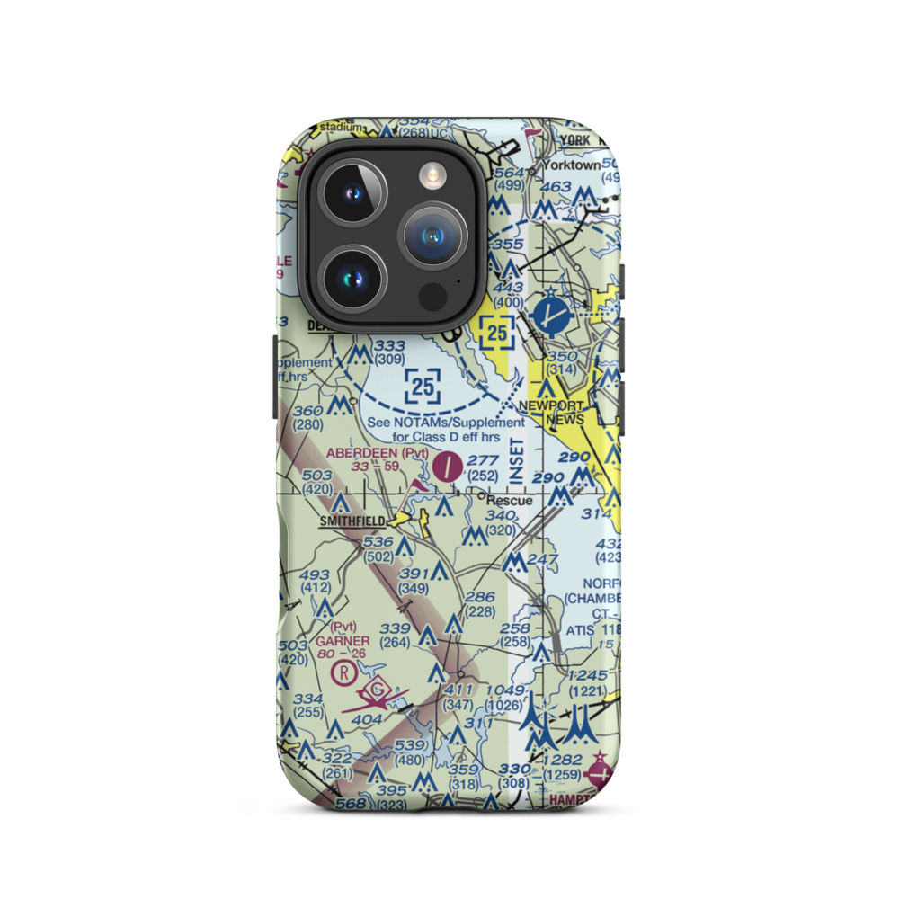 Aberdeen Field (31VA) VFR Sectional  Tough iPhone Case iPhone 16 Pro model shown