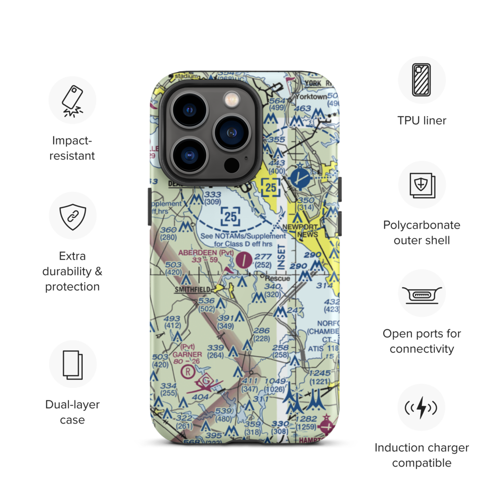 Aberdeen Field (31VA) VFR Sectional  Tough iPhone Case iPhone 13 Pro model shown