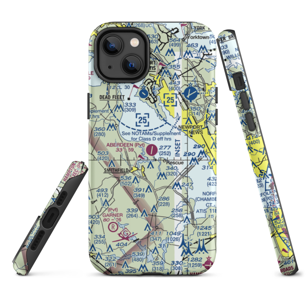 Aberdeen Field (31VA) VFR Sectional  Tough iPhone Case iPhone 14 Plus model shown