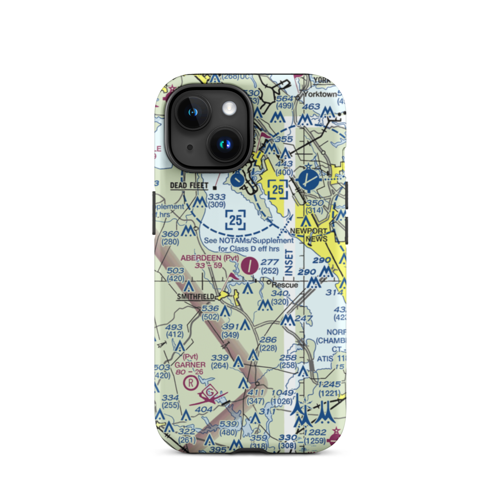 Aberdeen Field (31VA) VFR Sectional  Tough iPhone Case iPhone 15 model shown
