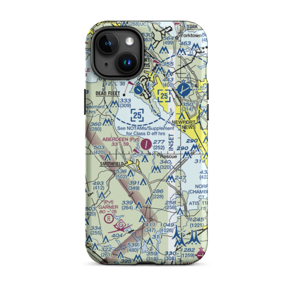 Aberdeen Field (31VA) VFR Sectional  Tough iPhone Case iPhone 15 Plus model shown