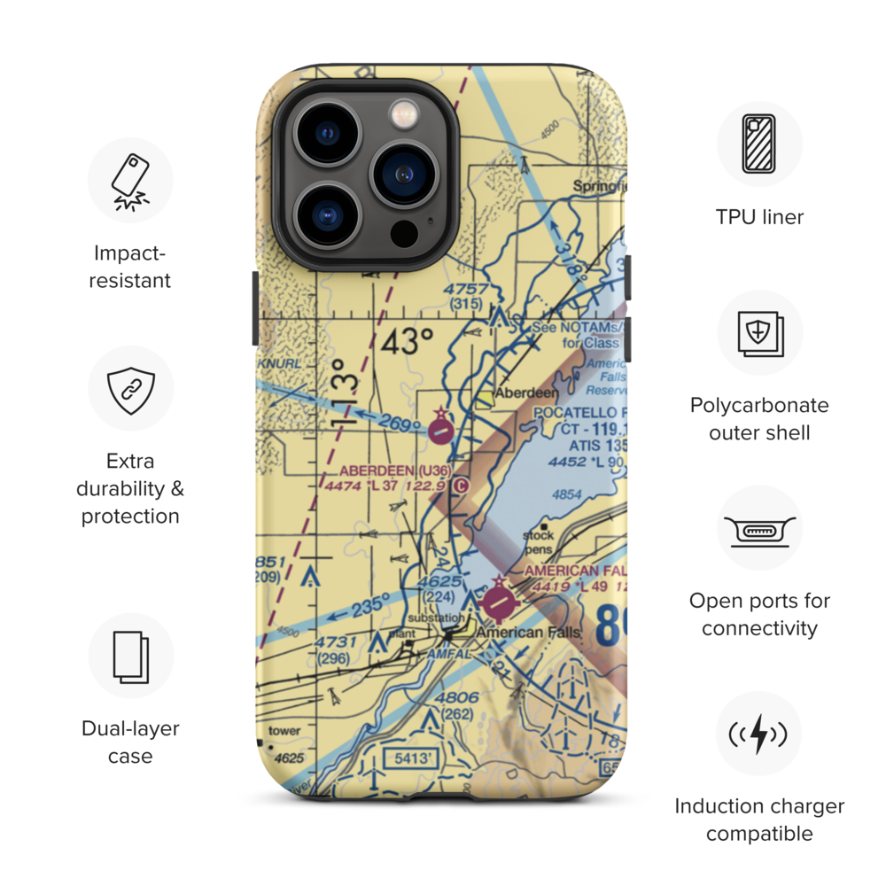 Aberdeen Municipal Airport (U36) VFR Sectional  Tough iPhone Case iPhone 13 Pro Max model shown
