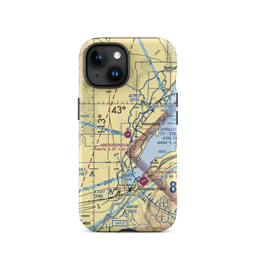 Aberdeen Municipal Airport (U36) VFR Sectional  Tough iPhone Case iPhone 15 model shown