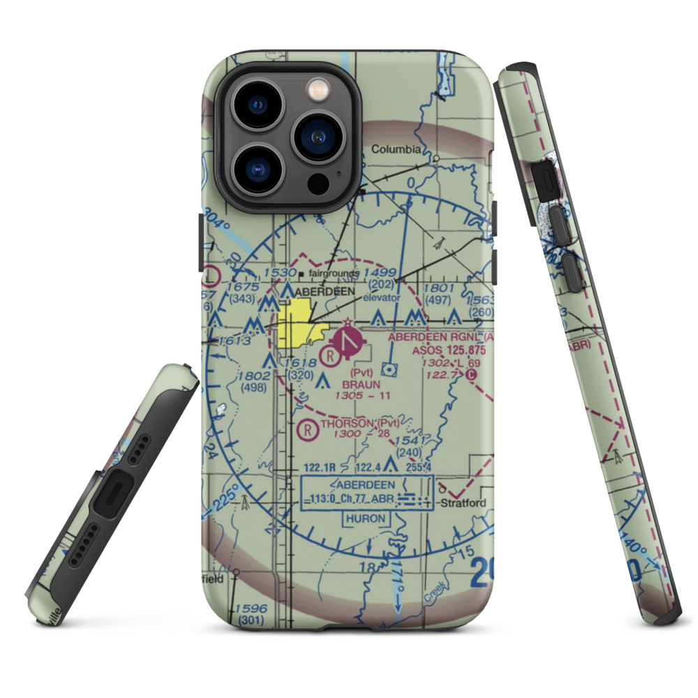 Aberdeen Regional Airport (ABR) VFR Sectional  Tough iPhone Case iPhone 13 Pro Max model shown