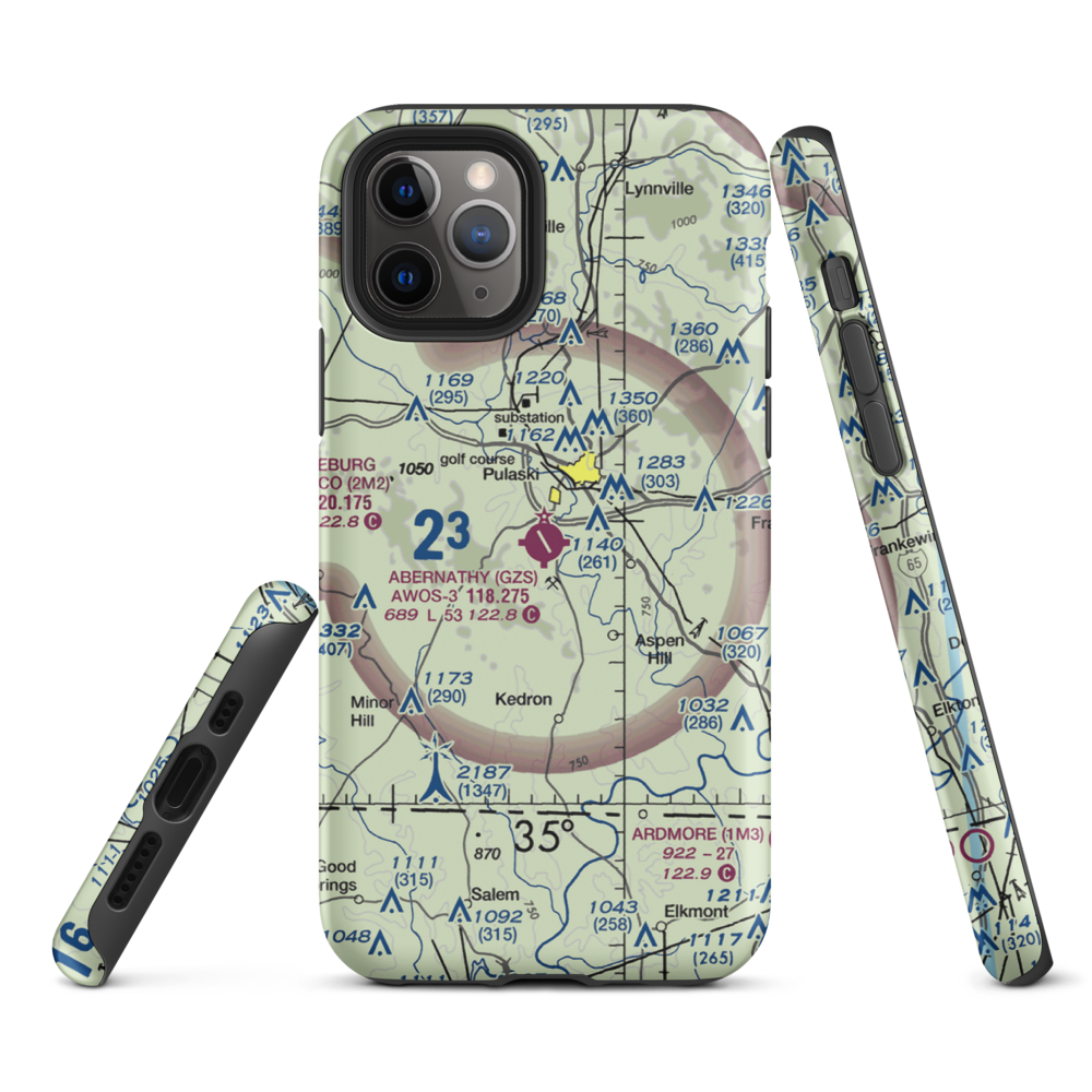 Abernathy Field (GZS) VFR Sectional  Tough iPhone Case iPhone 11 Pro model shown