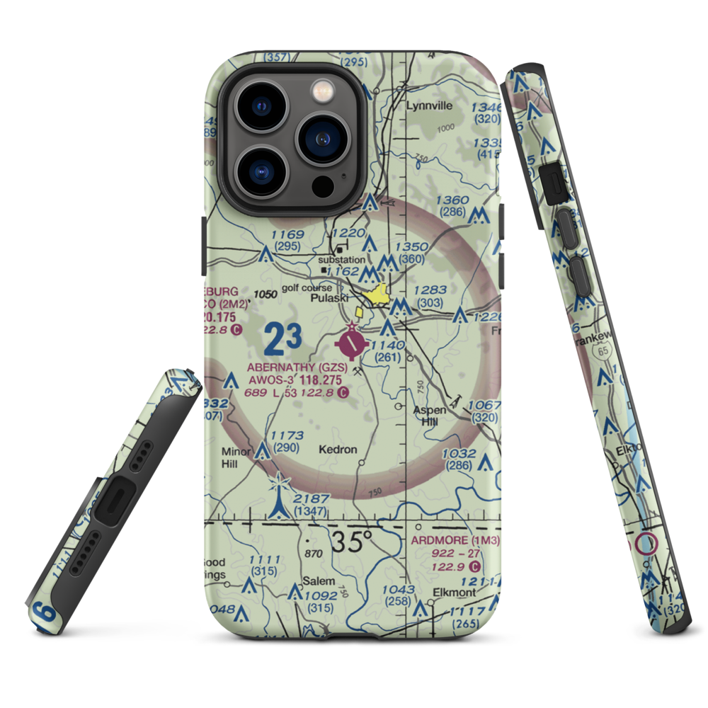 Abernathy Field (GZS) VFR Sectional  Tough iPhone Case iPhone 13 Pro Max model shown