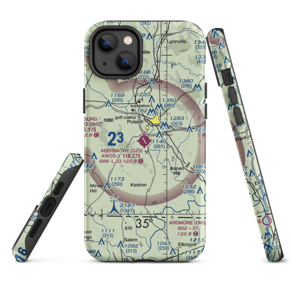 Abernathy Field (GZS) VFR Sectional  Tough iPhone Case iPhone 12 mini model shown