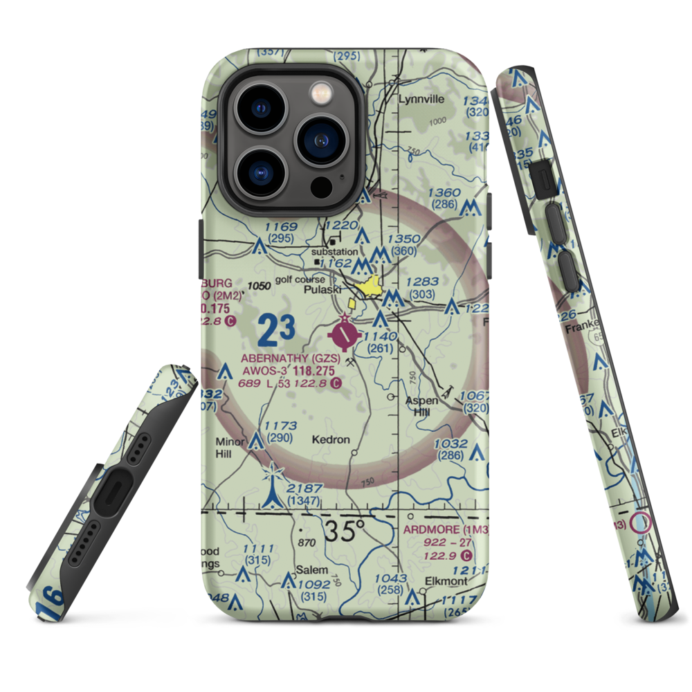Abernathy Field (GZS) VFR Sectional  Tough iPhone Case iPhone 14 Pro Max model shown