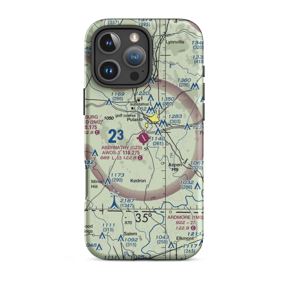 Abernathy Field (GZS) VFR Sectional  Tough iPhone Case iPhone 16 Pro Max model shown