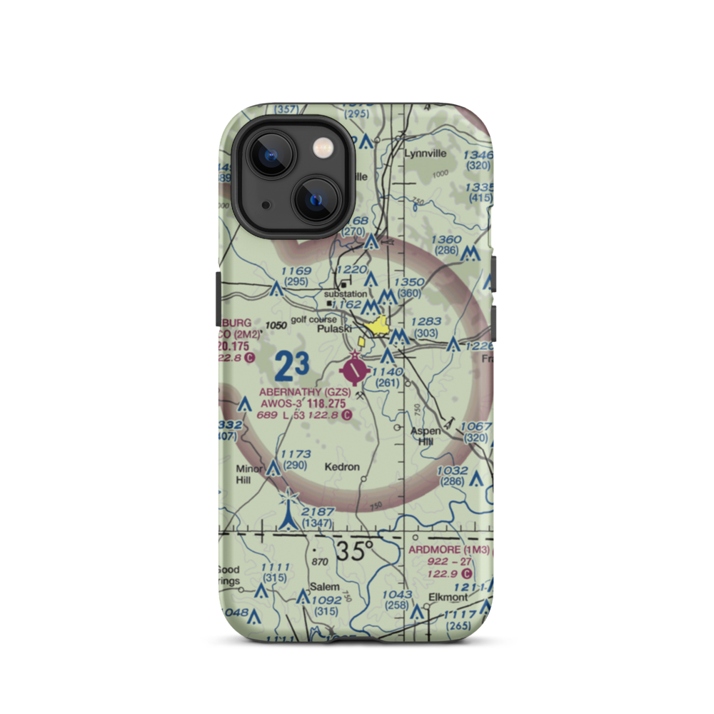 Abernathy Field (GZS) VFR Sectional  Tough iPhone Case iPhone 13 model shown