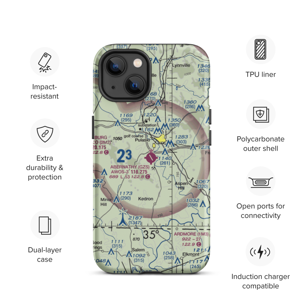 Abernathy Field (GZS) VFR Sectional  Tough iPhone Case iPhone 13 model shown