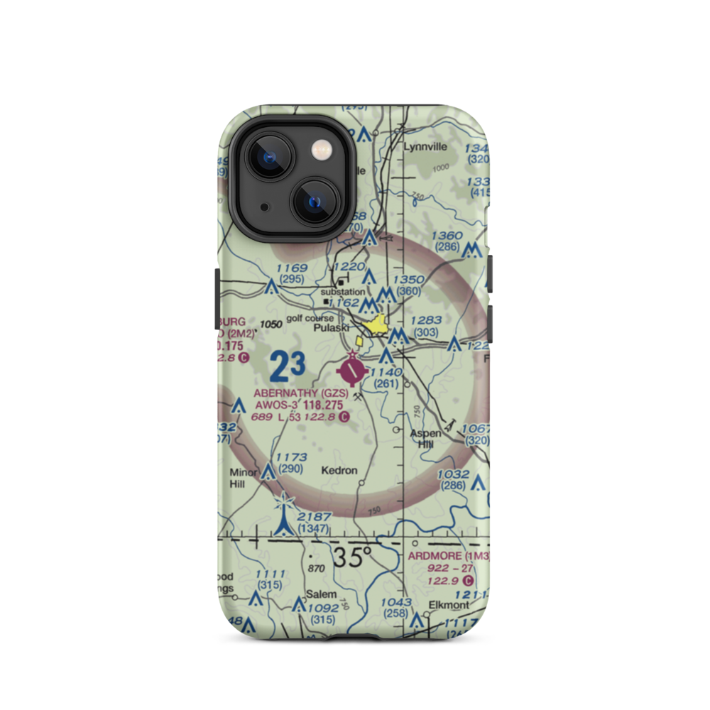Abernathy Field (GZS) VFR Sectional  Tough iPhone Case iPhone 14 model shown