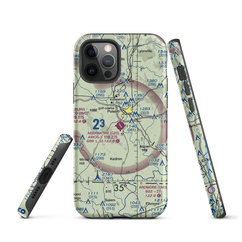 Abernathy Field (GZS) VFR Sectional  Tough iPhone Case iPhone 12 Pro model shown