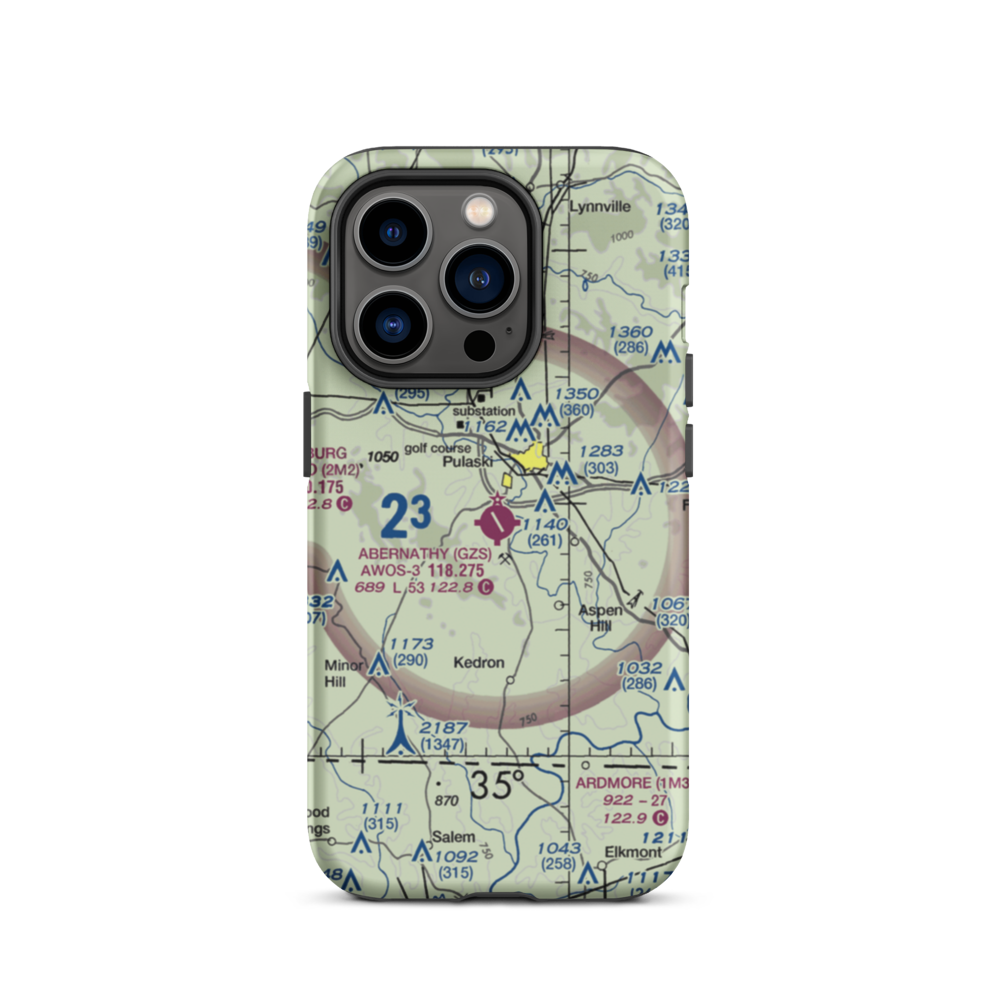 Abernathy Field (GZS) VFR Sectional  Tough iPhone Case iPhone 14 Pro model shown