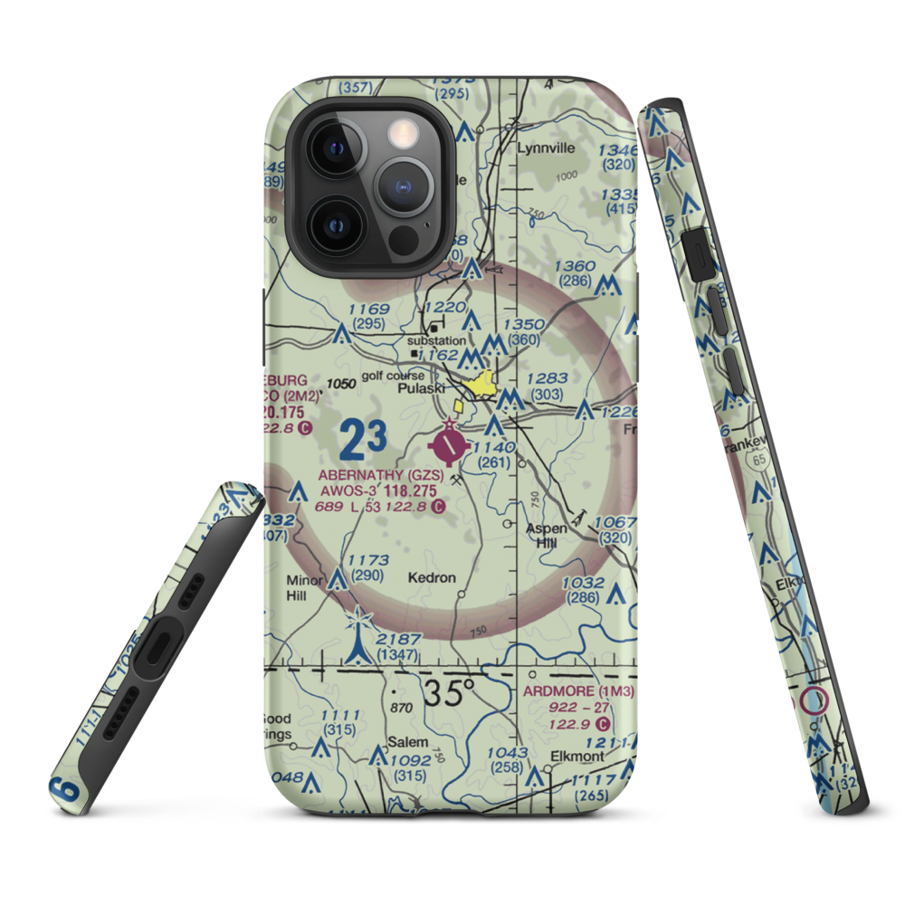 Abernathy Field (GZS) VFR Sectional  Tough iPhone Case iPhone 12 Pro Max model shown