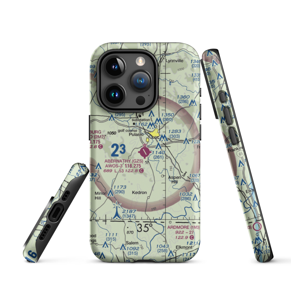 Abernathy Field (GZS) VFR Sectional  Tough iPhone Case iPhone 15 Pro model shown