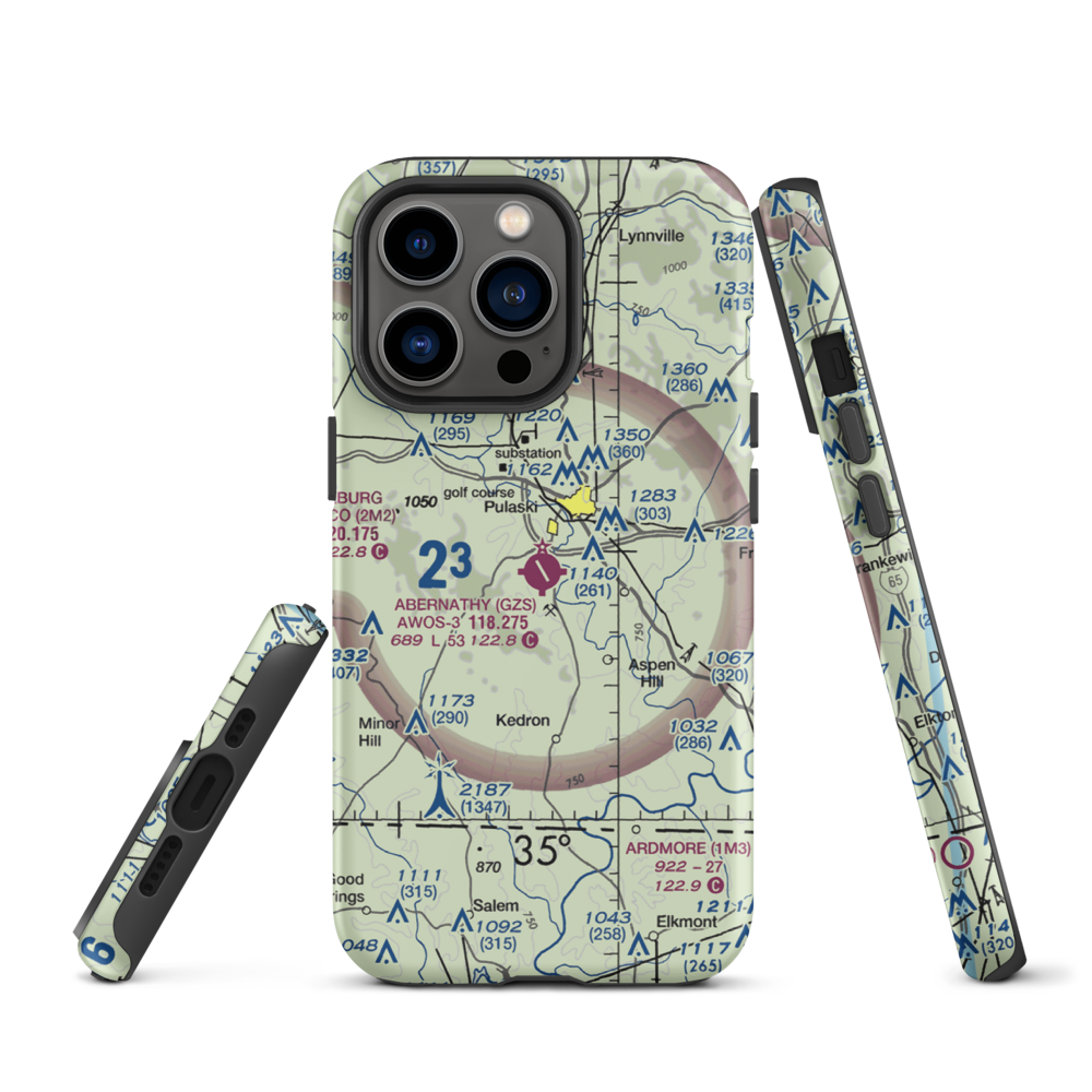 Abernathy Field (GZS) VFR Sectional  Tough iPhone Case iPhone 13 Pro model shown