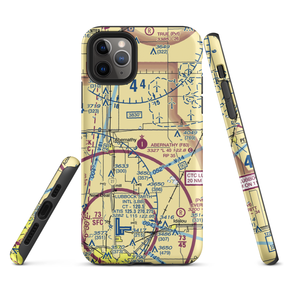 Abernathy Municipal Airport (F83) VFR Sectional  Tough iPhone Case iPhone 11 Pro Max model shown