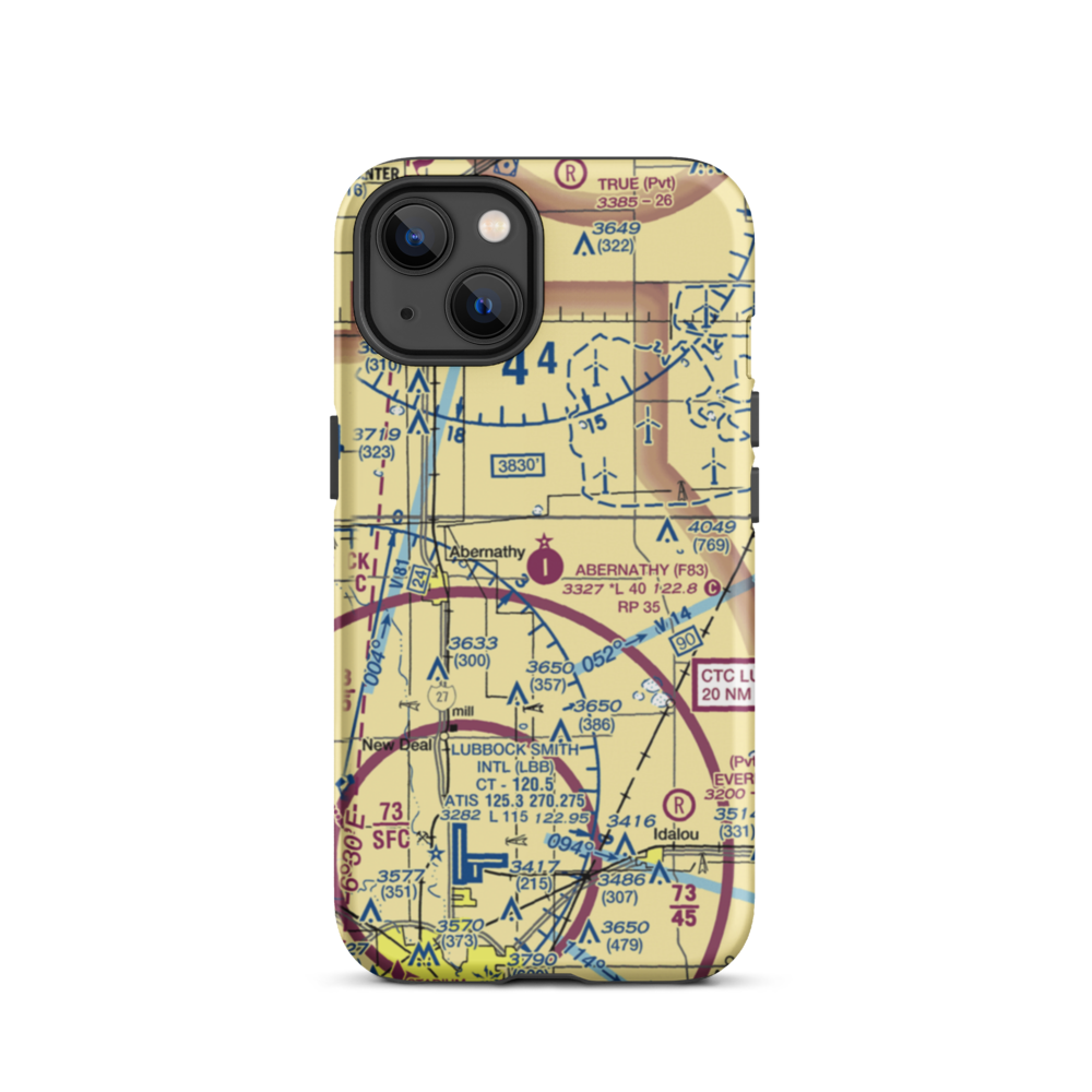 Abernathy Municipal Airport (F83) VFR Sectional  Tough iPhone Case iPhone 13 model shown