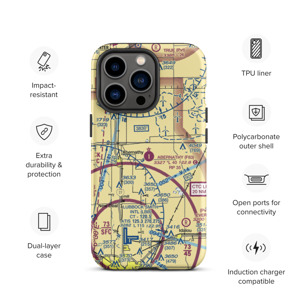 Abernathy Municipal Airport (F83) VFR Sectional  Tough iPhone Case iPhone 13 Pro model shown