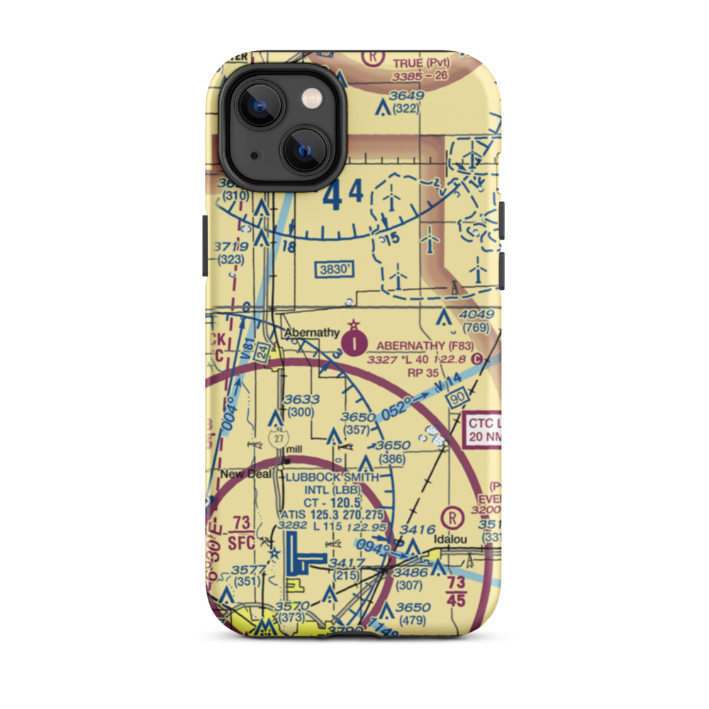 Abernathy Municipal Airport (F83) VFR Sectional  Tough iPhone Case iPhone 14 Plus model shown