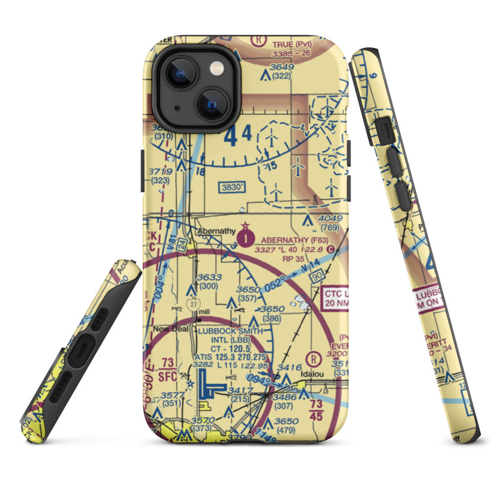 Abernathy Municipal Airport (F83) VFR Sectional  Tough iPhone Case iPhone 14 Plus model shown