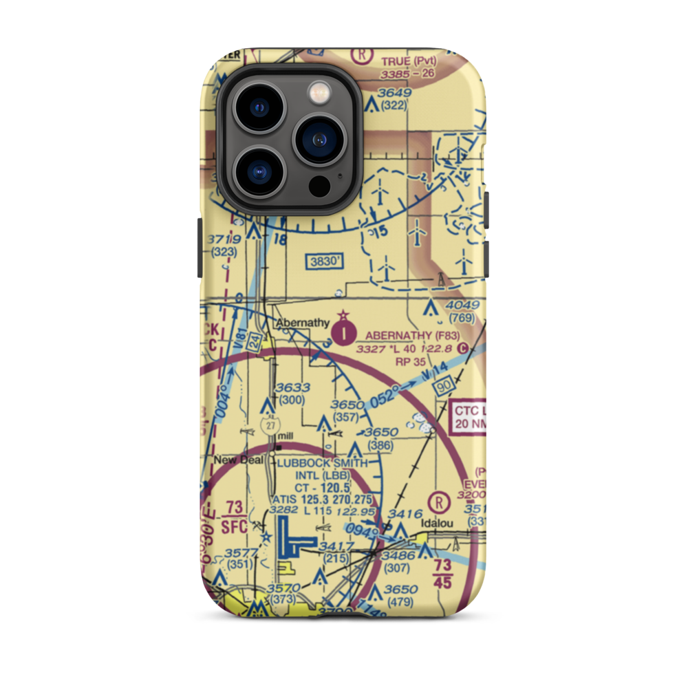 Abernathy Municipal Airport (F83) VFR Sectional  Tough iPhone Case iPhone 14 Pro Max model shown
