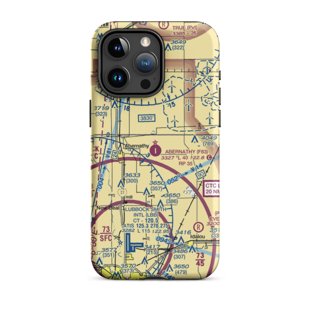 Abernathy Municipal Airport (F83) VFR Sectional  Tough iPhone Case iPhone 15 Pro Max model shown