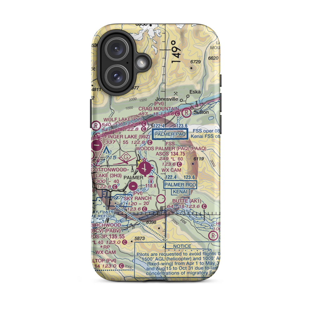 Abi Airport (AK46) VFR Sectional  Tough iPhone Case iPhone 16 Plus model shown