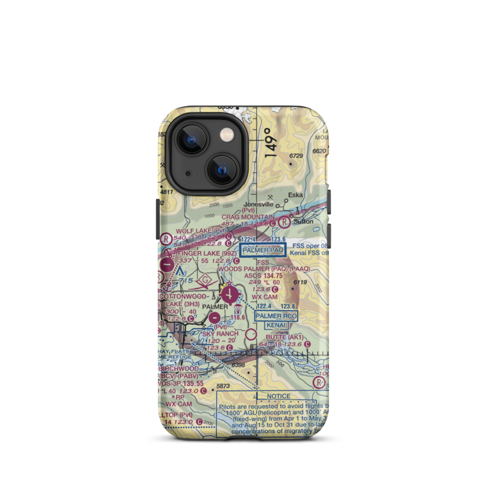 Abi Airport (AK46) VFR Sectional  Tough iPhone Case iPhone 13 mini model shown